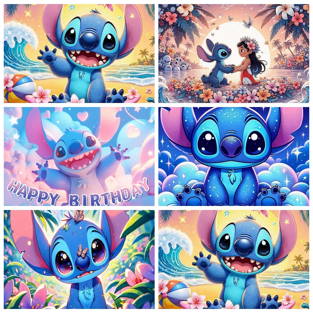 

Lilo&Stitch Theme Kid's Birtyhday Party Decoration Background Cartoon Hula Dance Party Photography Props Baby Shower Banner