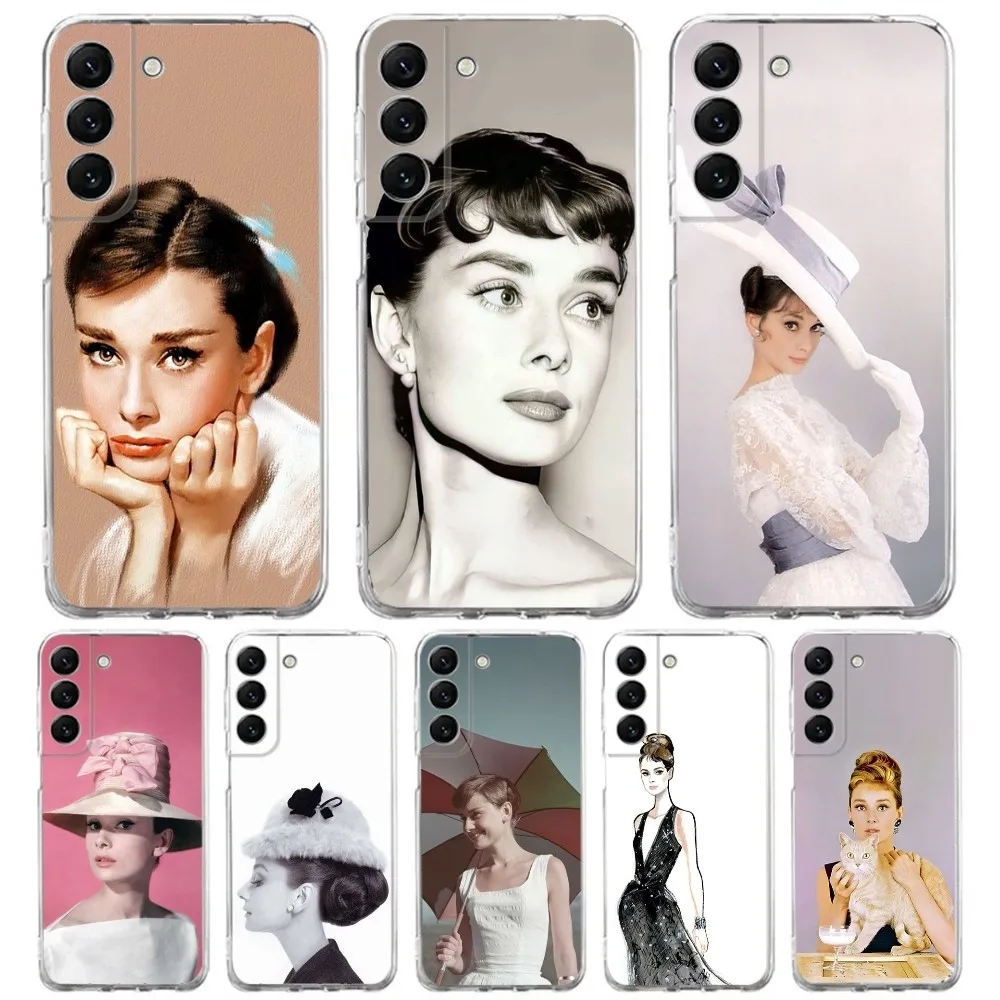 A-Audrey H-Hepburn Phone Case Silicone For Samsung S30,S23,21,22,20 Ultra,S20 FE lite,S10,9,PIus Note20ultra Cover Clear