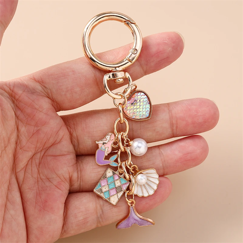 Modische Sommer-Strand-Schlüsselanhänger mit Seestern und Muschel für Damen und Herren, Auto-Schlüssel, Handtaschen-Anhänger, DIY-Schmuckzubehör – Detail 3