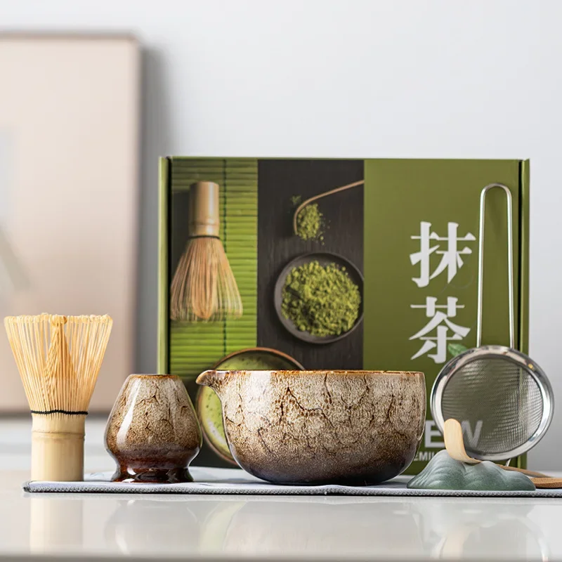8pcs/set Large Matcha Bowl Tools Matcha Brush Japanese Point Tea Bowl Matcha Set with Bamboo Whisk