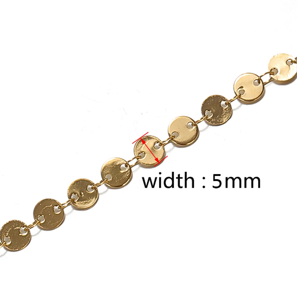 1meter Stainless Steel Round Sequins Chains Gold Color Cable Chain for Jewelry Making DIY Accessories