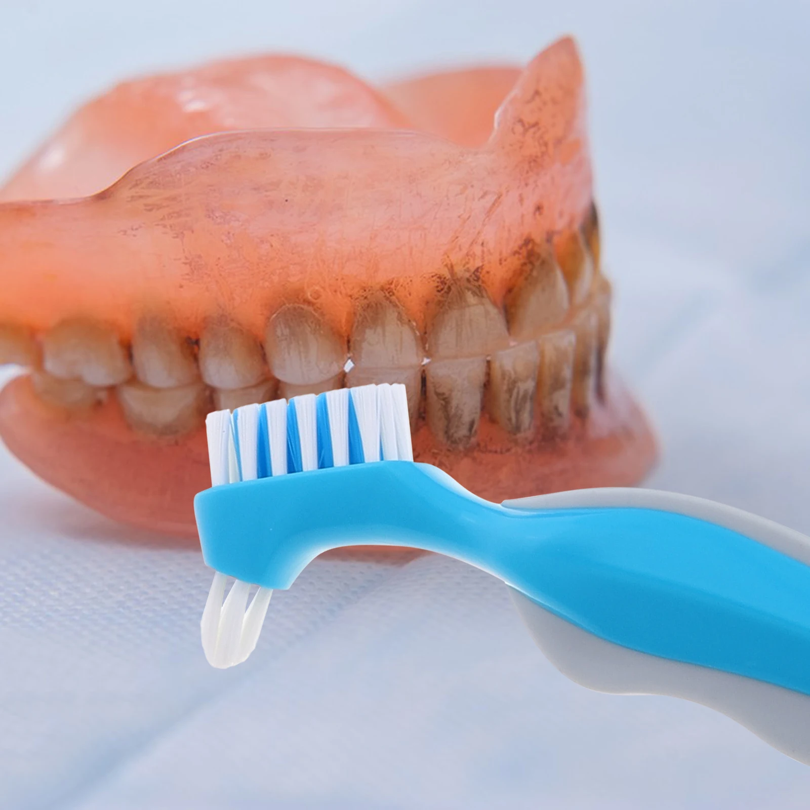 

5pcs Denture Brush for Clean Care Adults Double Deep Cleaning Pick Nylon Elderly Portable Soft Bristles Travel Oral Set Teeth