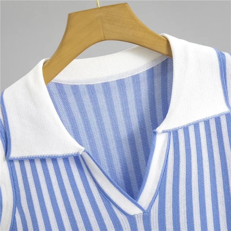 Camicia senza maniche a righe casual Canotte + Minigonna in vita elastica Set da 2 pezzi Nuovo abito allentato moda skinny a vita alta Donna