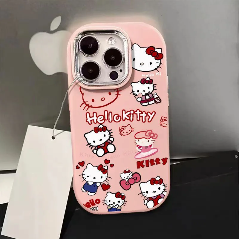 Sanrio Hello Kitty Kawaii kreskówka etui na telefon iPhone 15 14 13 12 11 Pro Max 7 8 Plus XR XS MAX Y2K różowa dziewczynka śliczna tylna okładka