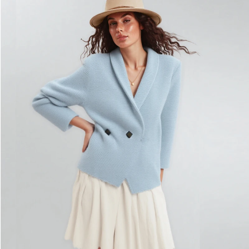

Elegant Autumn Winter Cardigan Sweater V Neck Coat Women's Knitted Thick New Button Office Lady Casual Solid Color Knitwear tops