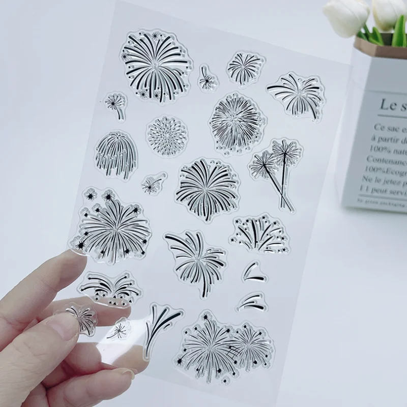 

Fireworks Transparent Silicone Finished Stamp DIY Scrapbooking Journal Rubber Coloring Embossed Stencils Decorations Reusable