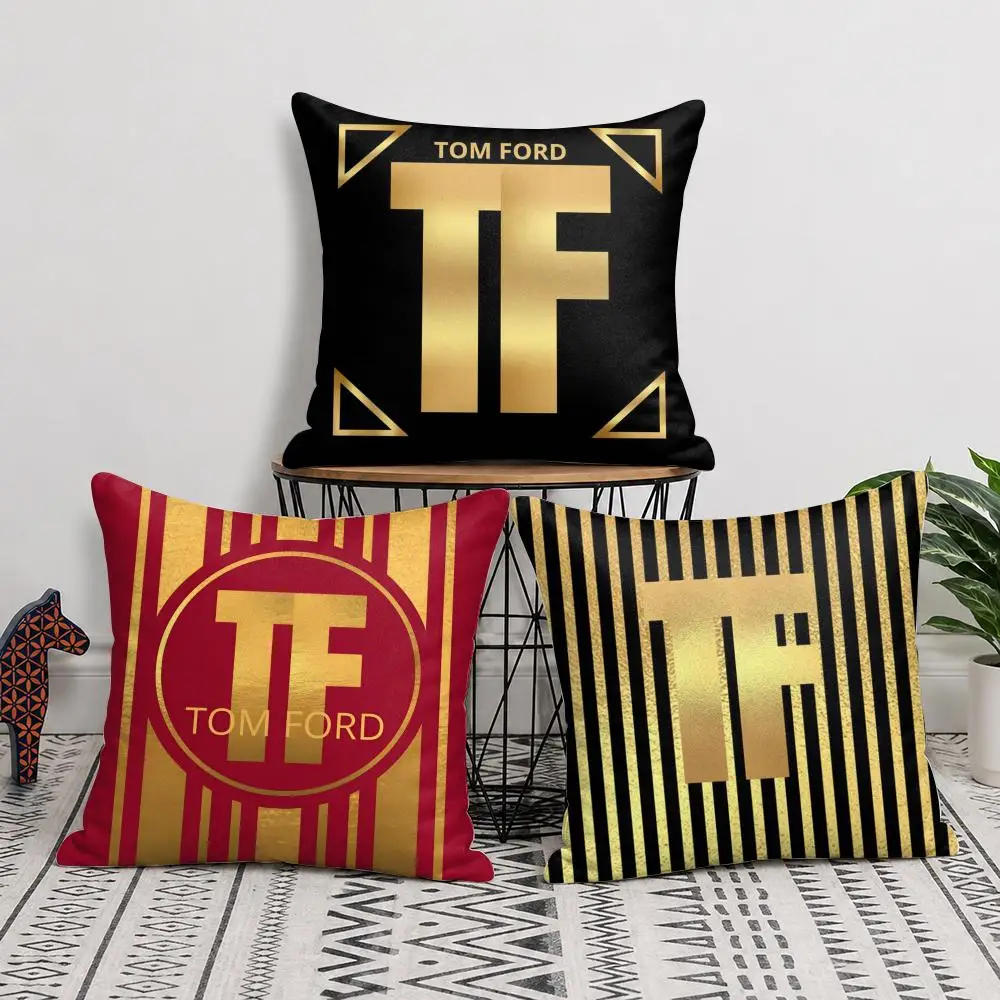 Tom F-Ford Fashion Cushion Cover Short Plush Soft Double-Sided Printing Pillow Case Cozy Sofa Bedroom Home Decor Gift