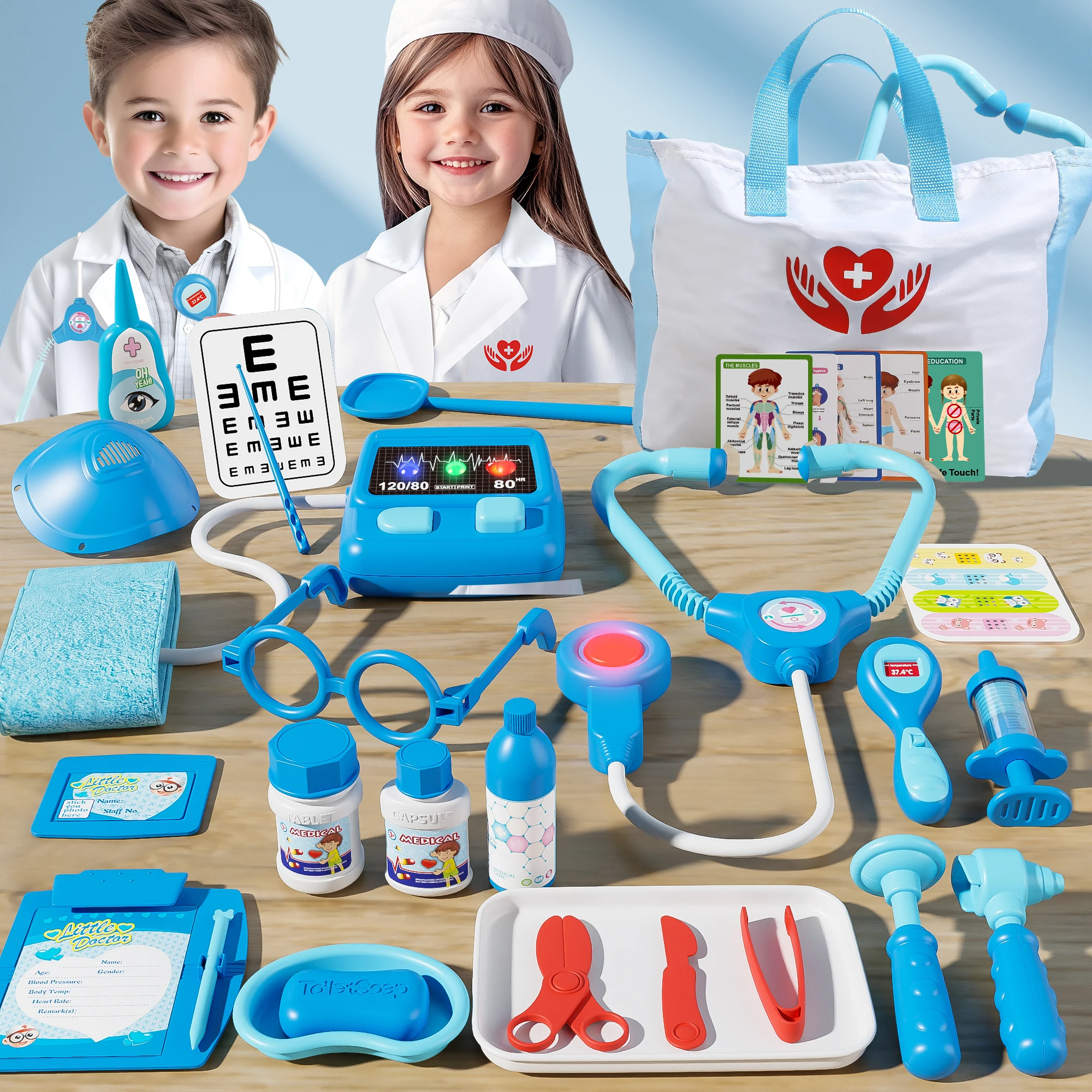 مجموعة لعب الأدوار مكونة من 37 قطعة للأطفال، ألعاب الطبيب التظاهري، للجنسين، ألعاب حفلات متعددة اللاعبين، كهدية عيد ميلاد، هدية عيد الميلاد، هدية الهالوين، فستان العطلات #1