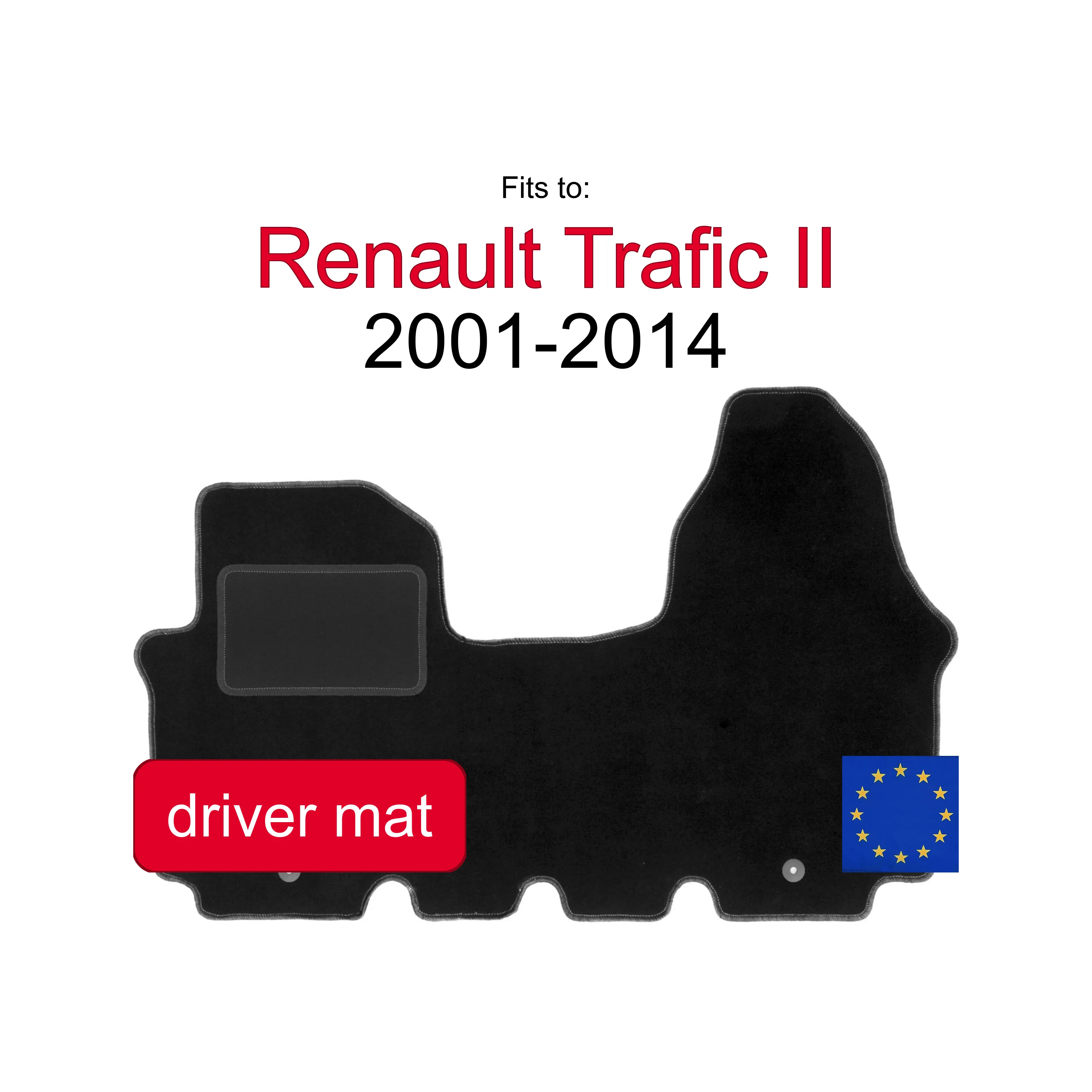 Velour tapijt voor bestuurderszijde voor Renault Trafic II (2001-2014) - grafiet, passend (1 stuk)