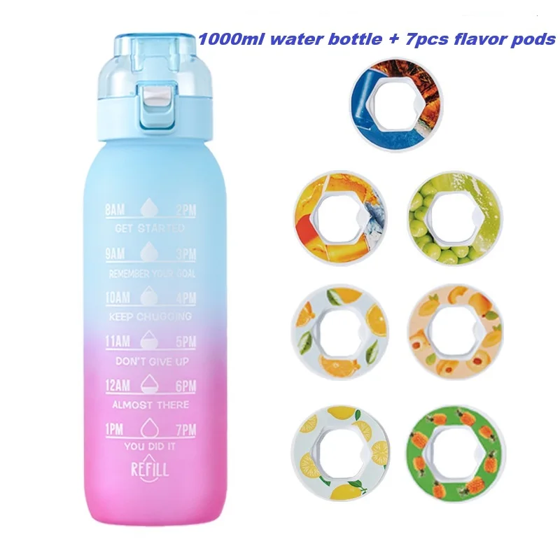 

Fruit Scented Water Bottle with 7 Flavor Rings, Tritan Sports Jug,Large Capacity(1000ml),Leakproof & Portable,Ideal for Fitness