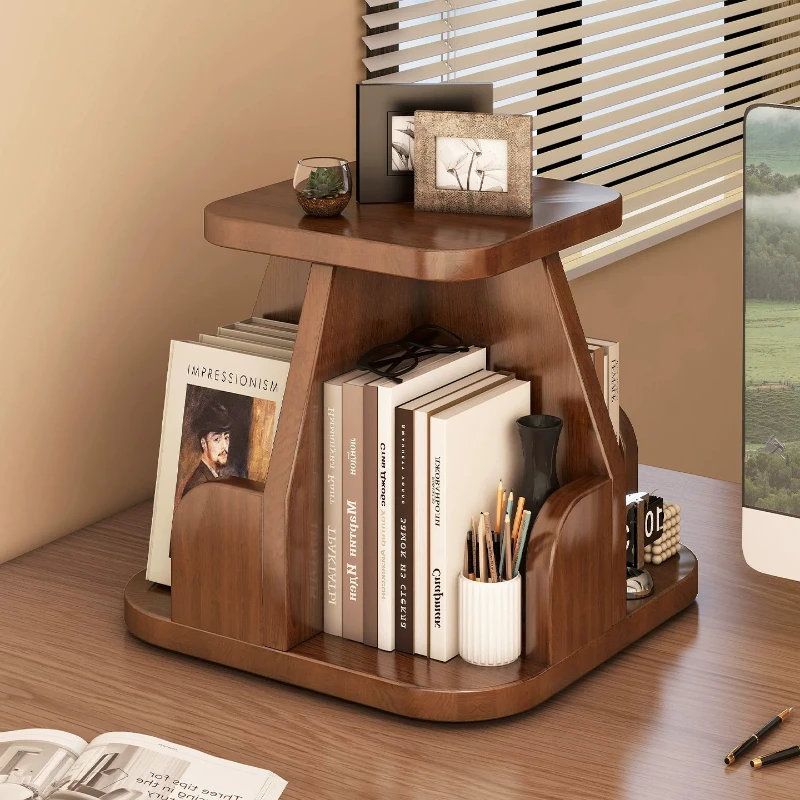 Simple Desktop Rotating Bookshelf Shelf Multi-layer Storage Book Display Rack Book Shelves Corner Bookcase Shelfs Home Furniture