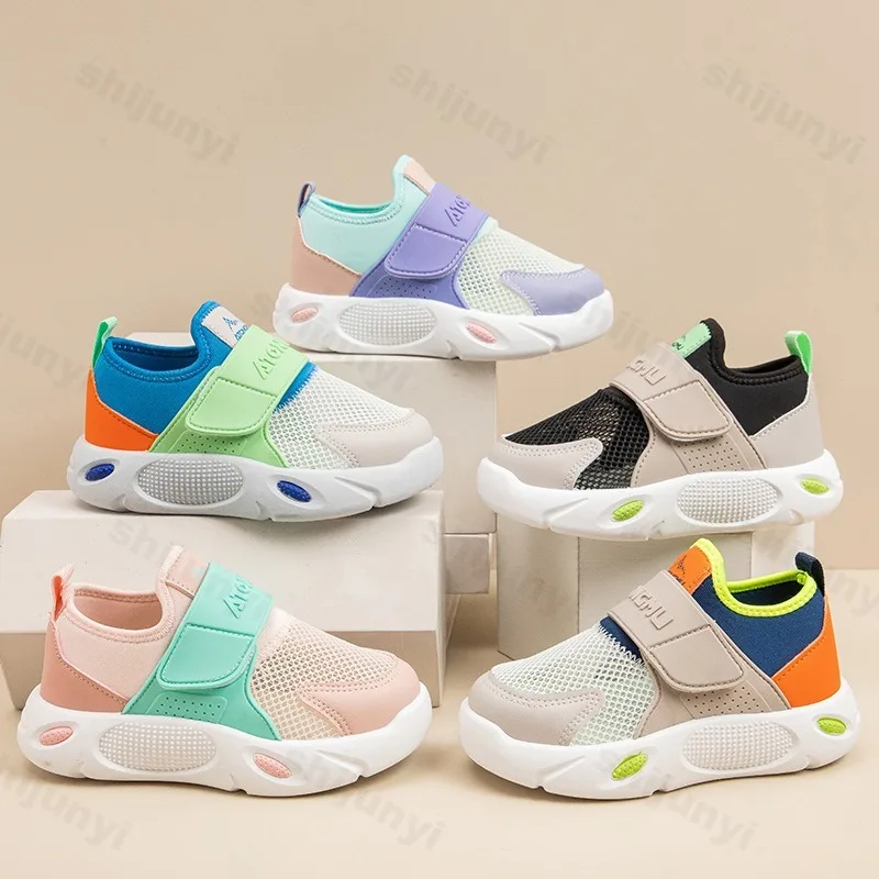 

Boys' Casual Shoes Lightweight Soft Sole 2025 Summer Color Block Mesh Breathable Comfortable Children's Fashion Elastic Sneakers
