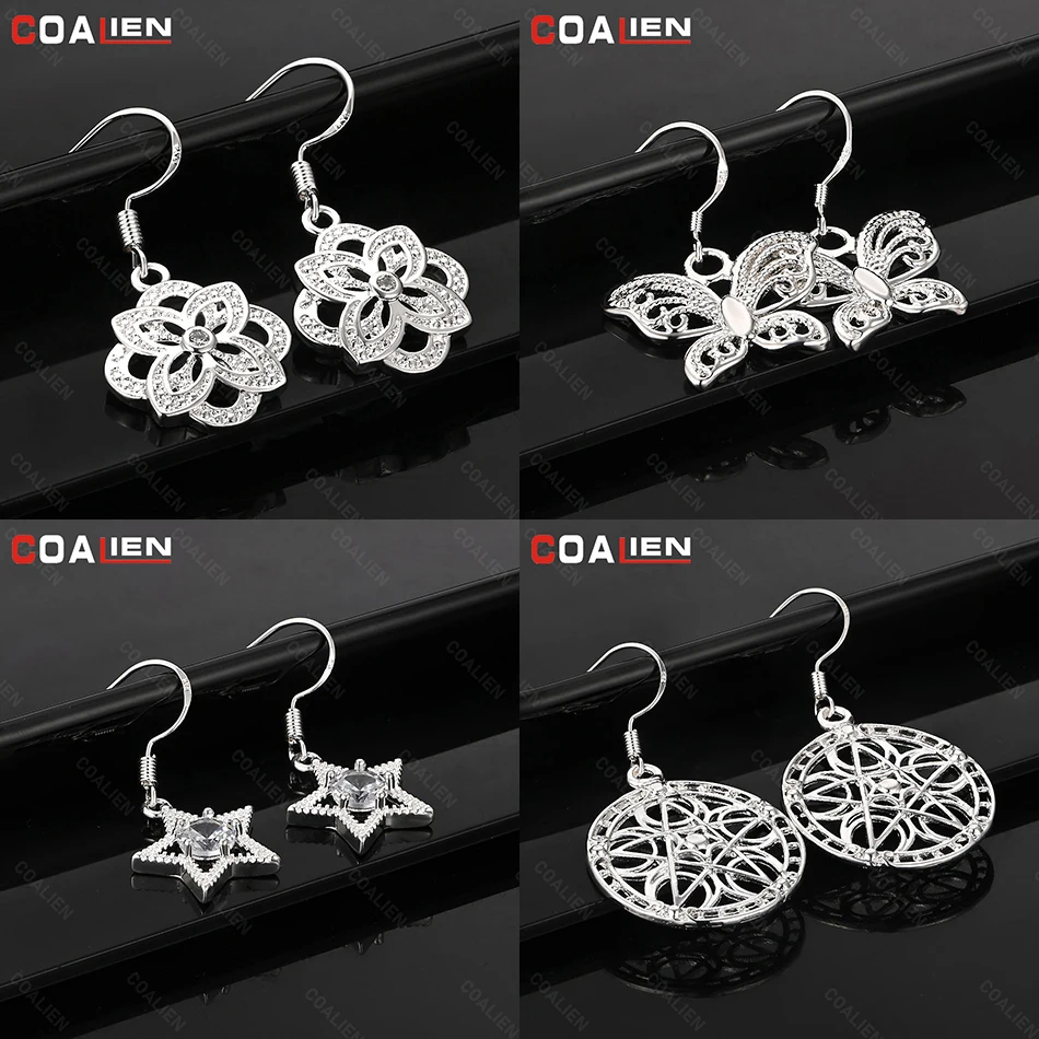 

COALIEN 925 Sterling Silver Butterfly Hollow Earrings Classic Cute Women's Banquet Party Jewelry