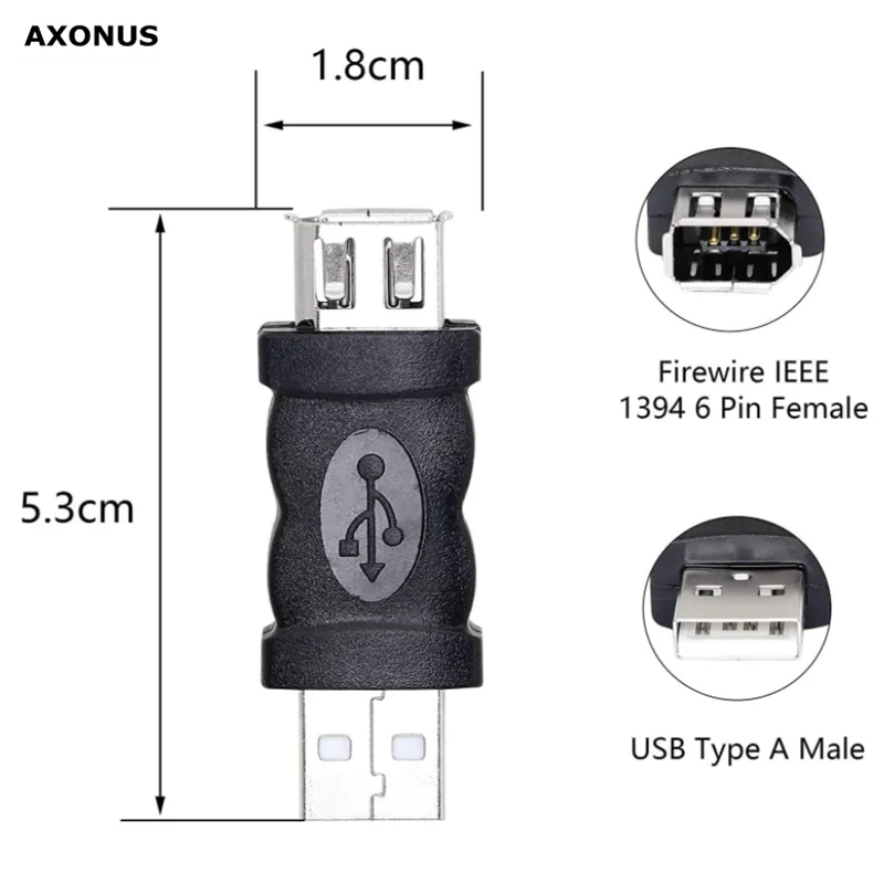 1PCS USB to 1394 6Pin Adapter USB to Firewire 6-pin female USB to 1394 Adapter for Cameras, Printers, and Digital Cameras