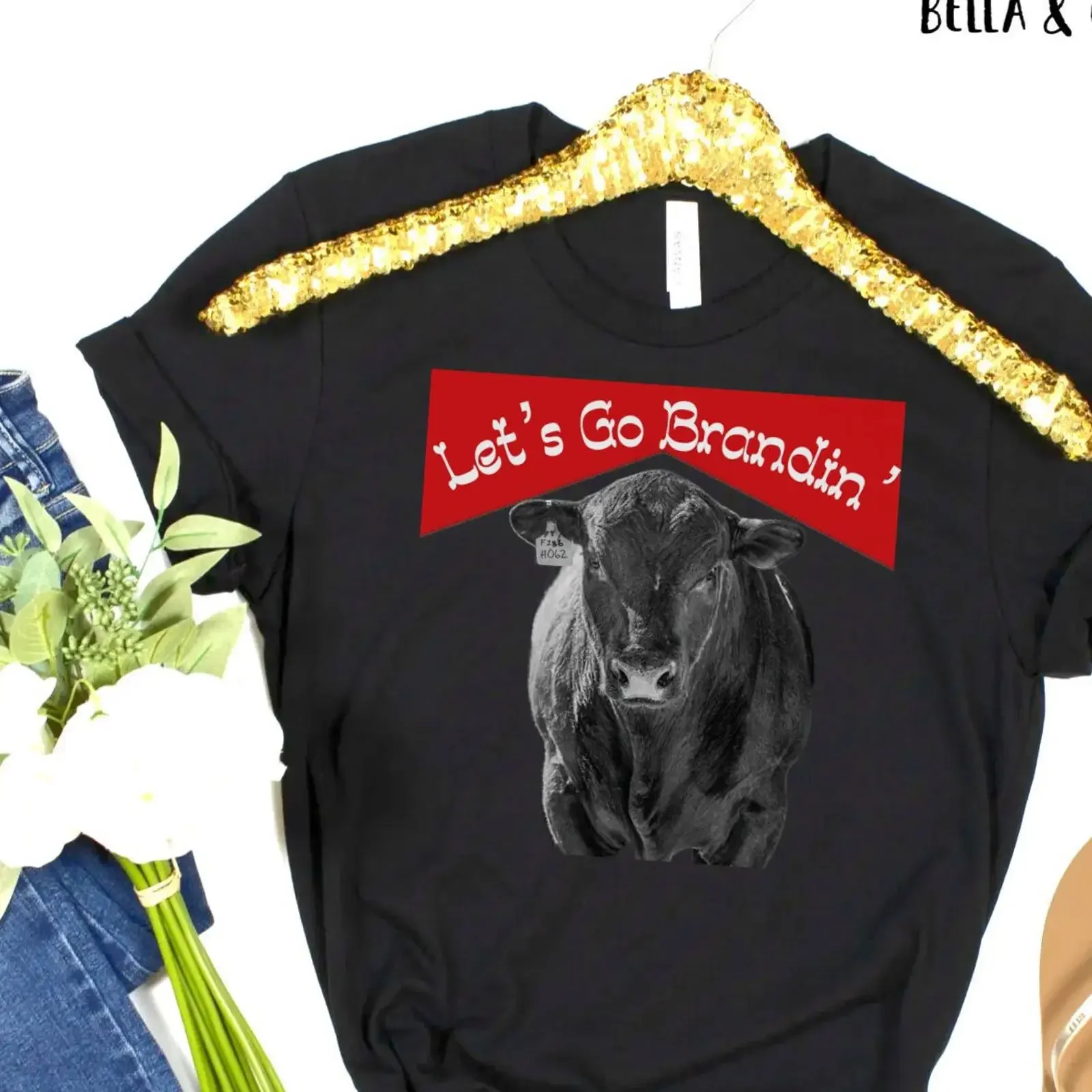 Let's Go Brandin' Black Angus Bull T Shirt Men's Western Ranch Cowboy Patriotic Funny Farm  vintage Washed streetwear fashion