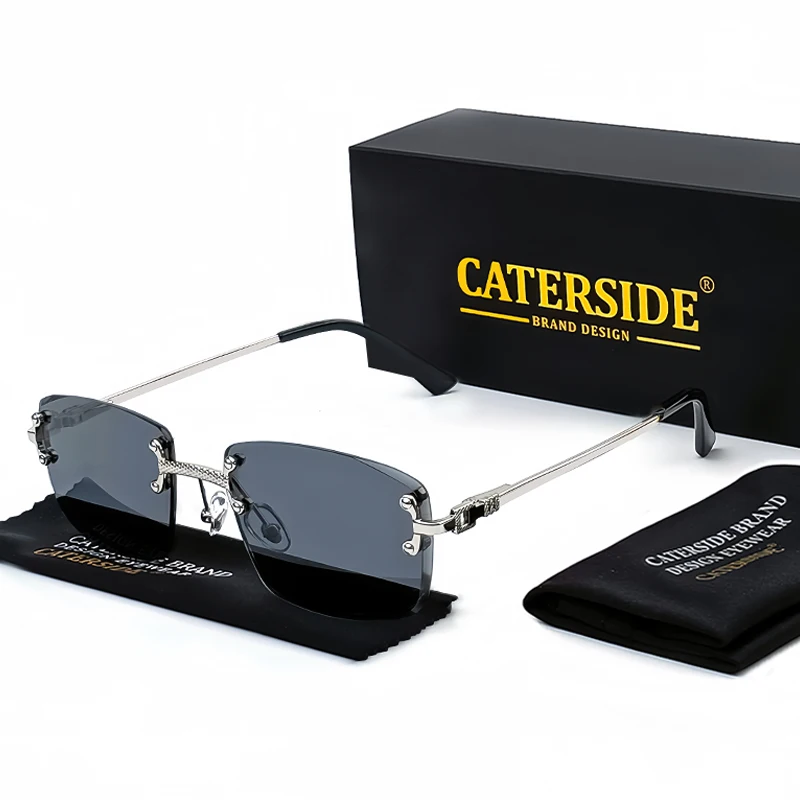 CATERSIDE Retro Randlose Quadratische Sonnenbrille Männer Frauen UV400 Kleine Gradienten Sonnenbrille Für Männer Beliebte Hohe Qualität Party Brillen