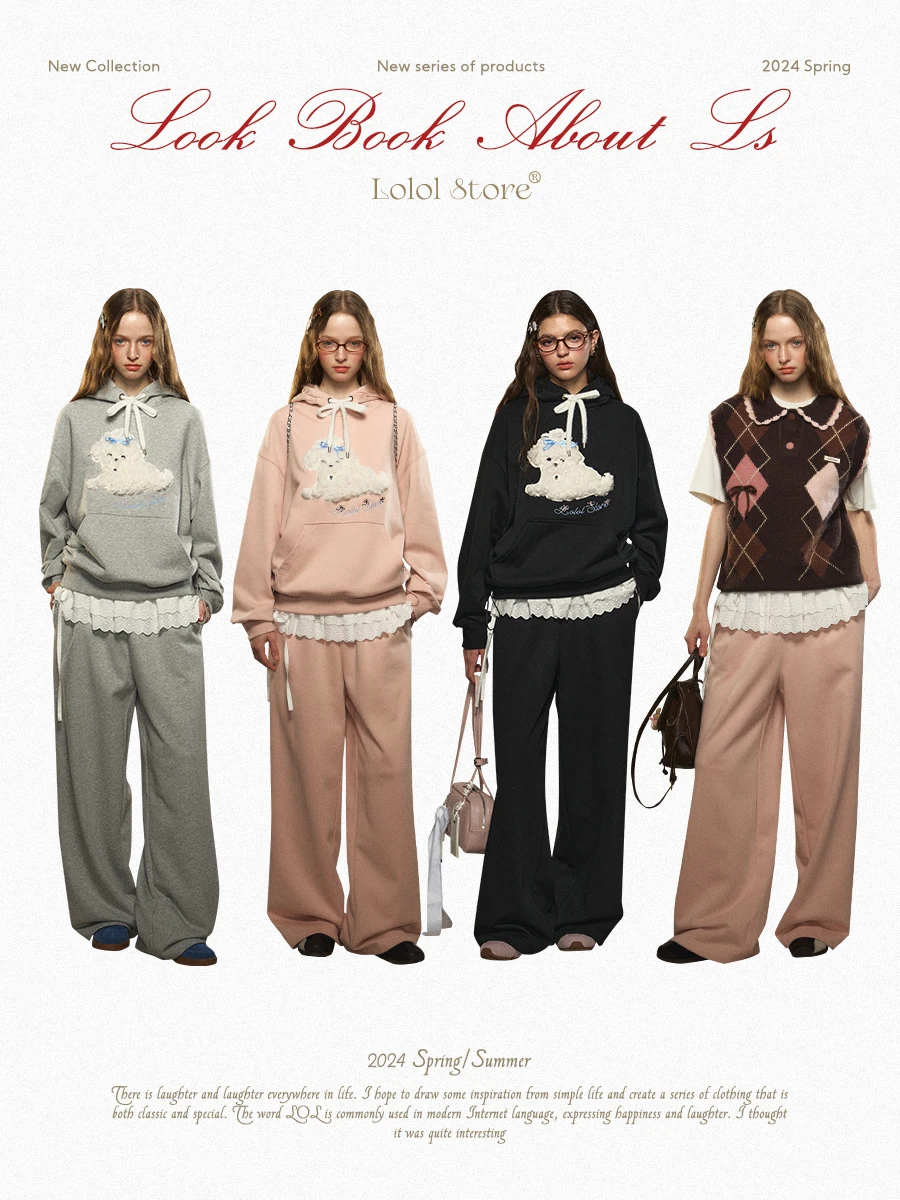 

LoLoL 2025 Autumn Winter High Waist Slimming Loose Straight Leg Fce Lined False Two Piece Sweatpants Women Casual Sports P...