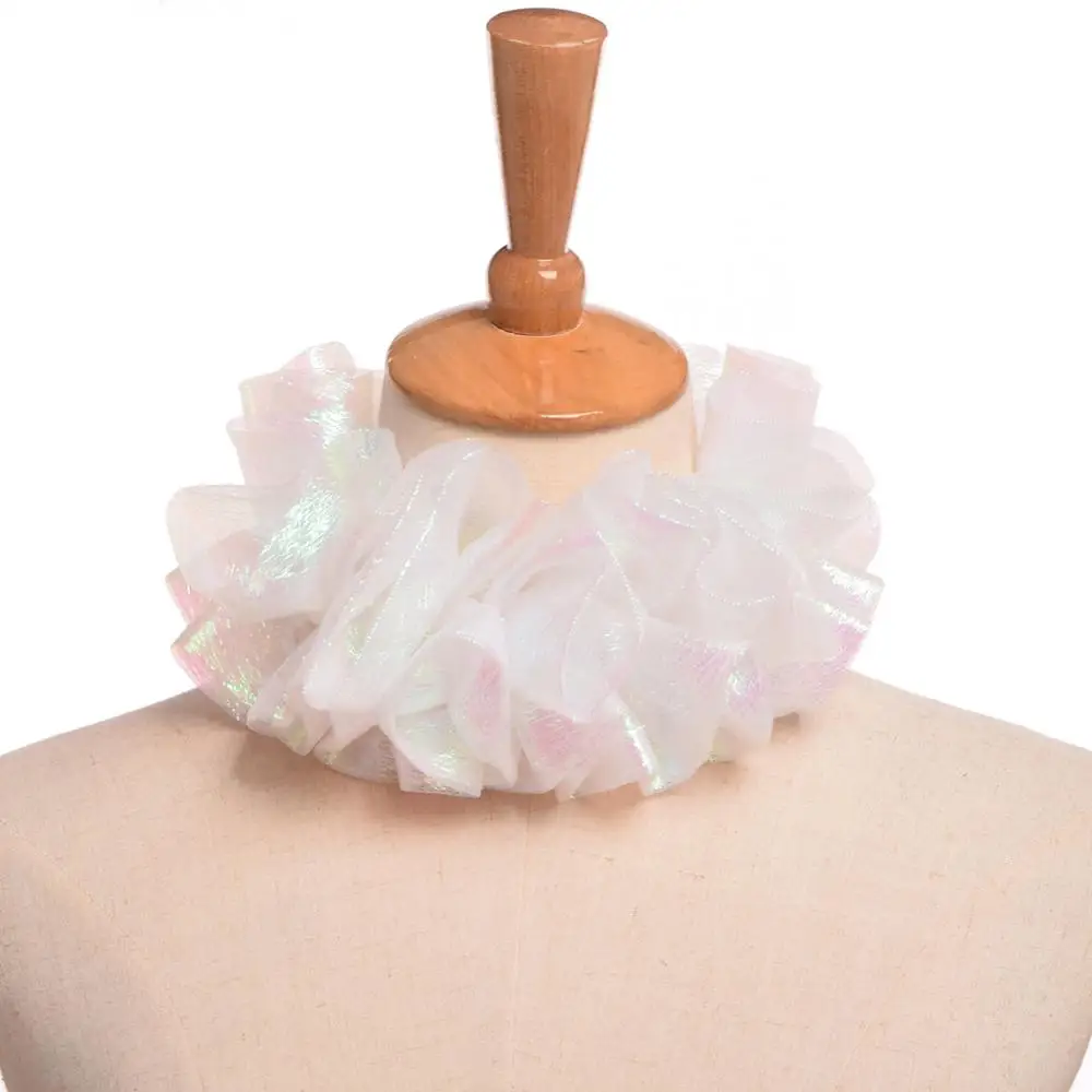 Shiny Collar Victorian Ruffled Gothic Retro Costume White Neck Ruff Adults Stage Party Steampunk Accessory