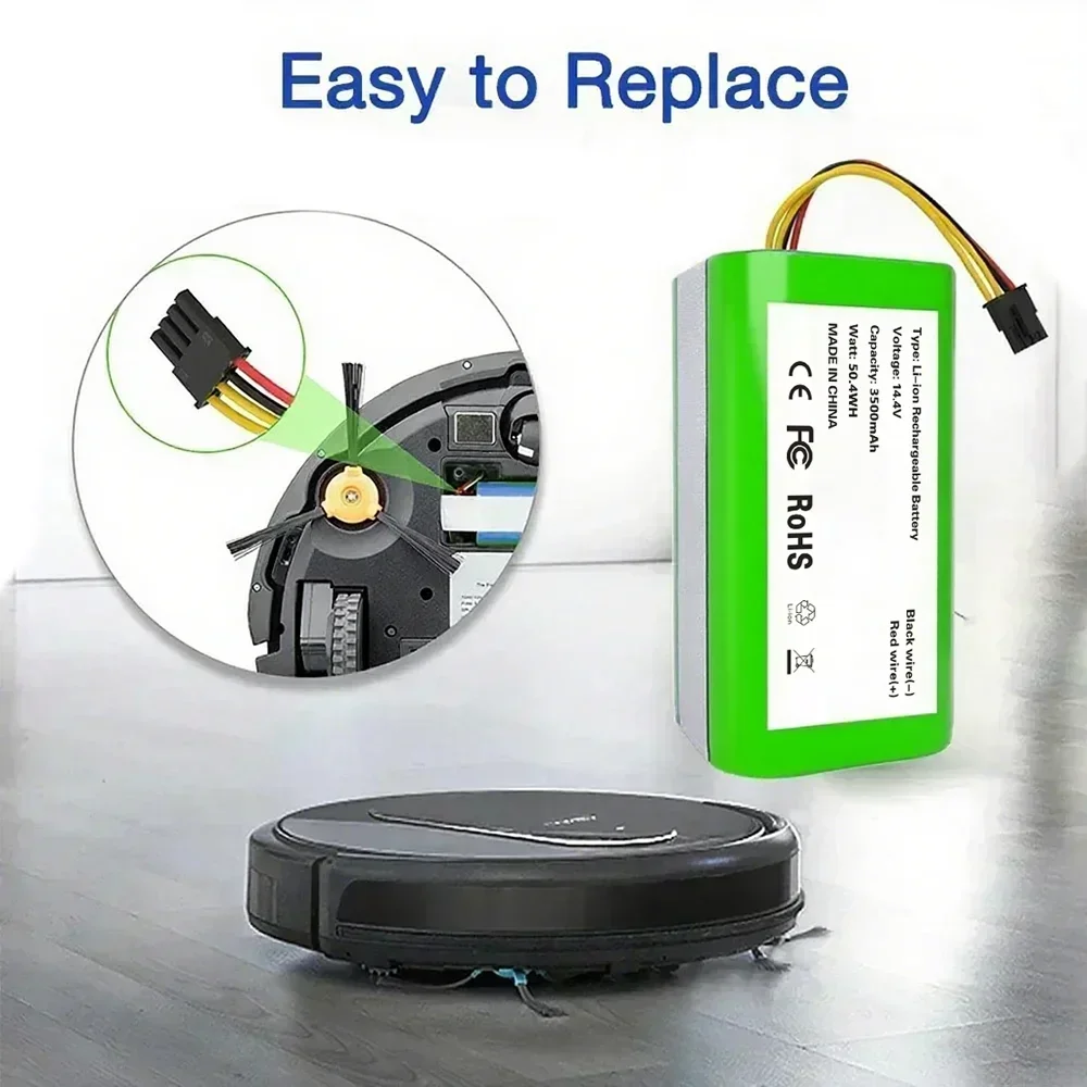 

14.4V 3500mAh Lithium-ion Battery Compatible for Cecotec Compatible for Conga 1290 1390 1490 1590 Robot Vacuum Cleaner Battery