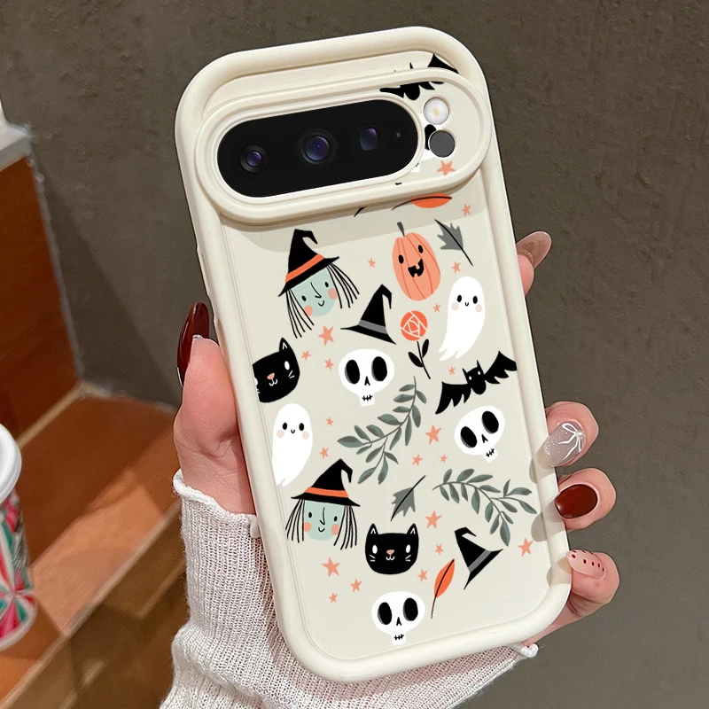 Strange Pumpkin Pattern Soft Case For Google Pixel 10 9 7 8 Pro 9A 8A Pixel 9 10 Pro XL Shockproof Solid Color Phone Cover Cases