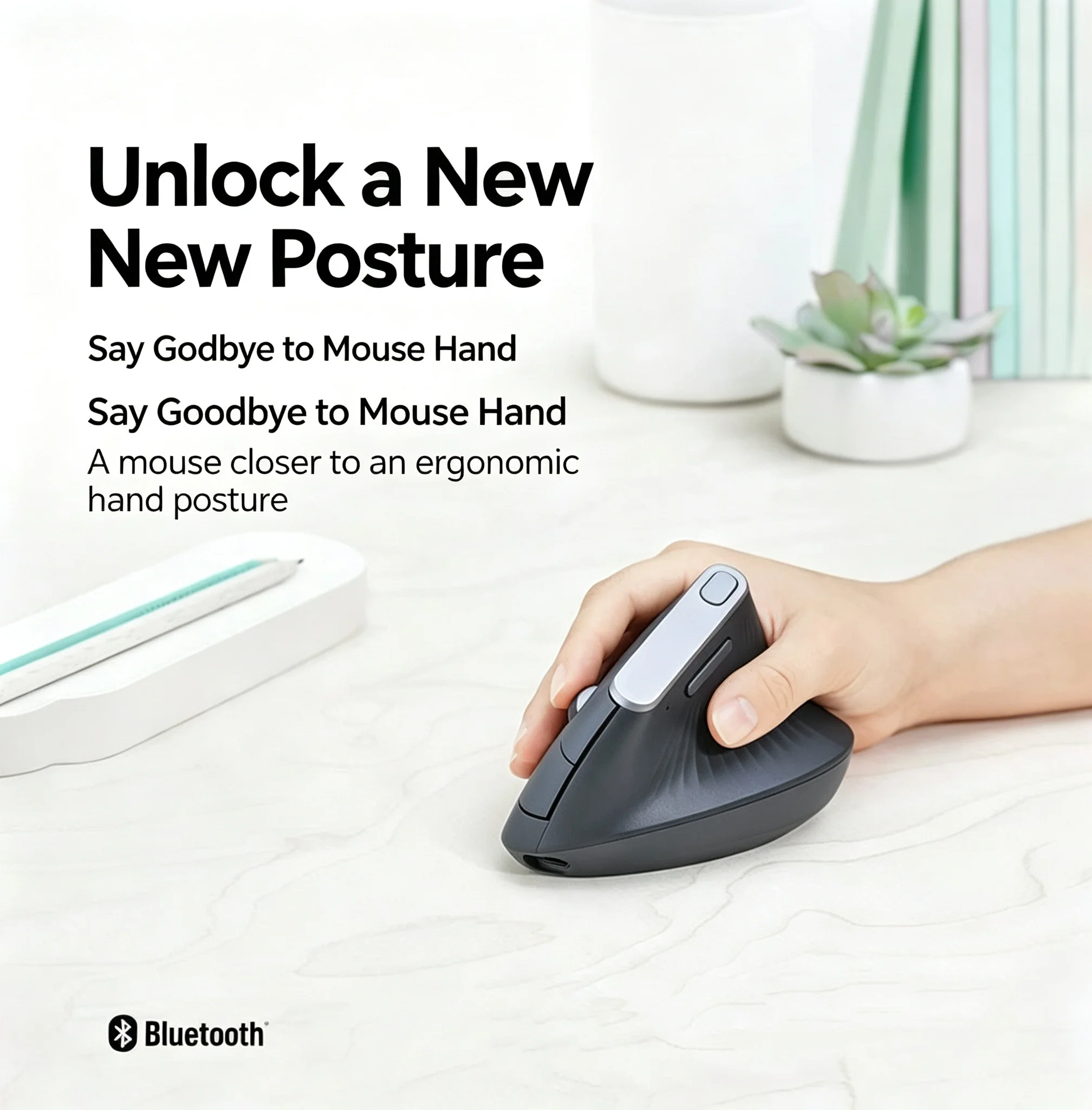 2.4G Wireless Bluetooth Dual-Mode Optical Vertical Mouse Rechargeable Office Stylish Slient Ergonomic Mouse For PC Computer