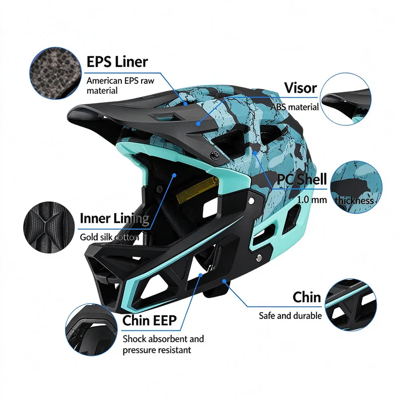 Full Face Mountain Bike Helmet Adult Racing Downhill MTB Helmet for Men/Women Mountain Bike Helmet With Visor Over 31 Vents