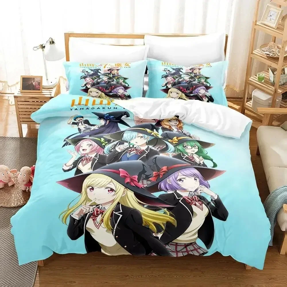 Yamada-kun And The Seven Witches Bedding Set Cartoon Anime Adult Kid Bedroom Duvet Cover Sets 3D Kawaii Girls