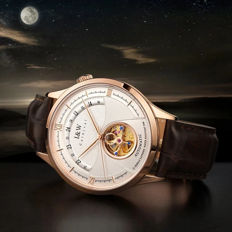 CARNIVAL Brand Automatic Fashion Watch Man Luxury Tourbillon Business Mechanical Wristwatch Waterproof for Men Relogio Masculino