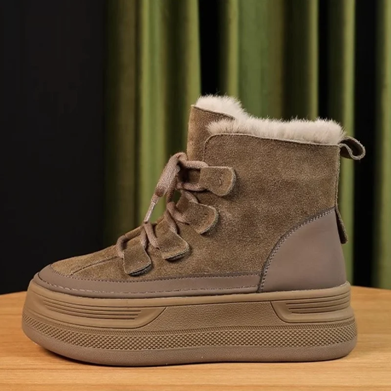 

High-end Ankle Snow Boots for Women's Flats Platform Fashion Suede Shoes Winter Sport Sneakers Warm Designer Comfort Mujer Botas