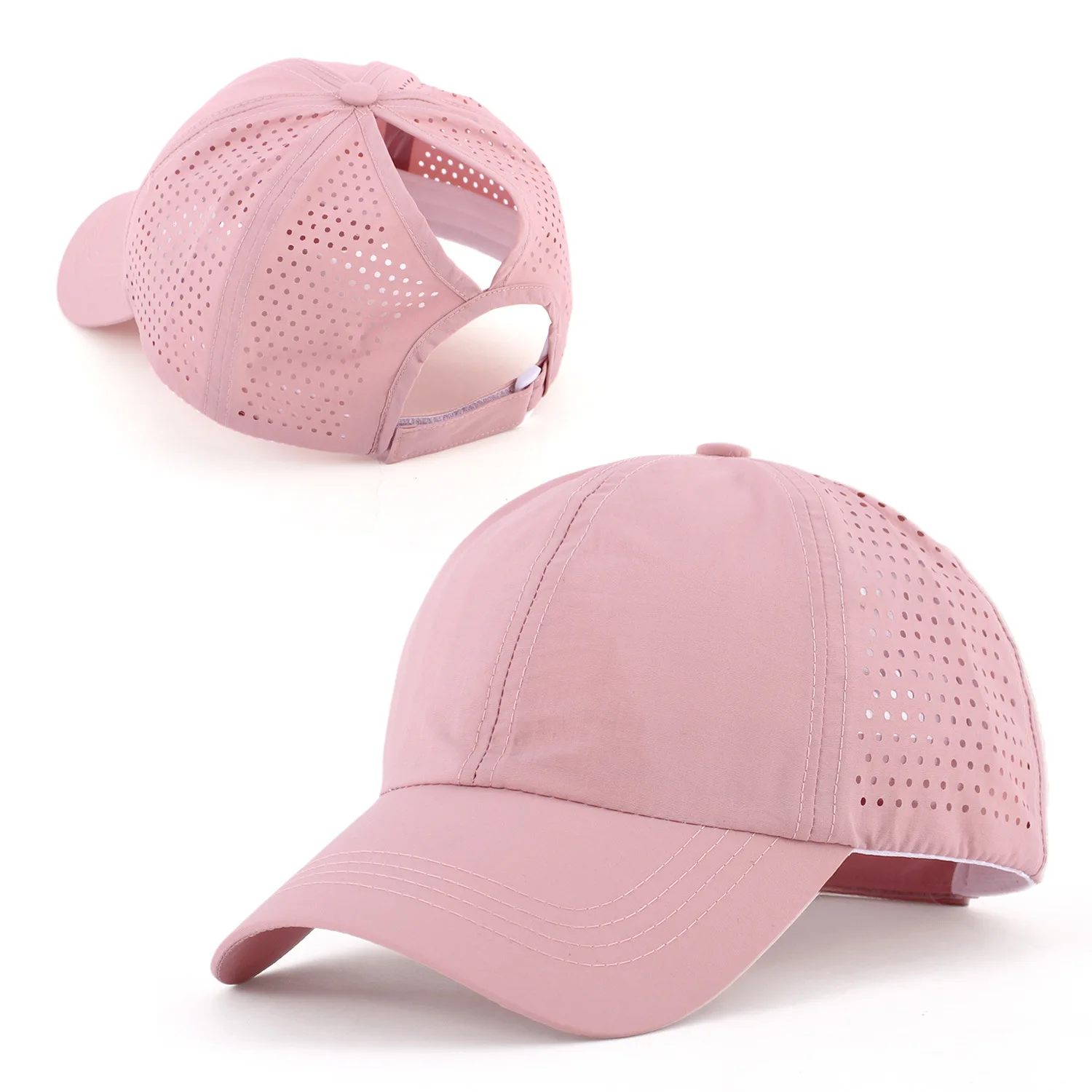 Schnell trocknender Zungenhut für Damen, atmungsaktives Mesh-Mütze für Herren, Sommer, UV-Schutz, cool bleiben, stilvoll, verstellbar, Pferdeschwanz-Mütze – Detail 10