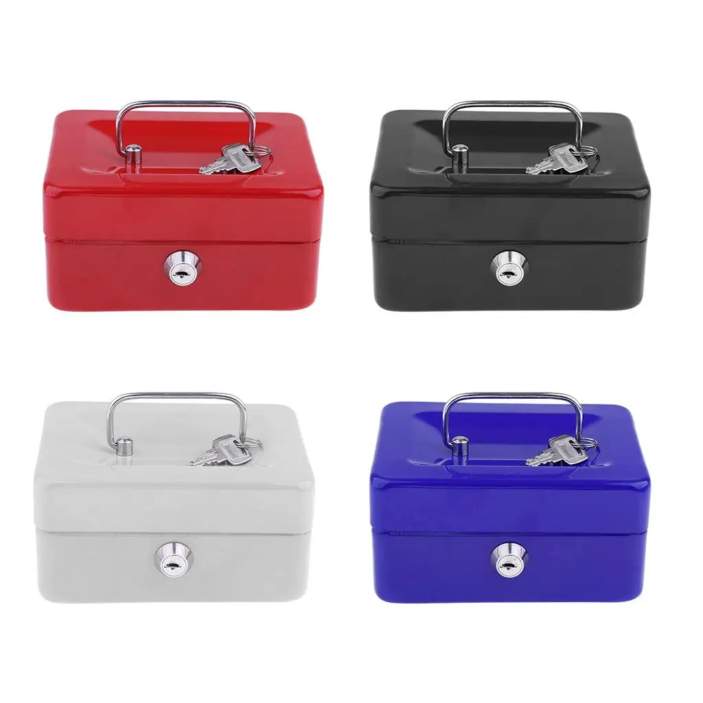 Money Box with Key Lock Durable Metal Cash Storage Box Safe for Children Market Stall