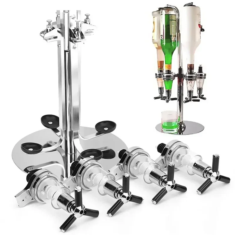 4 Heads 6 Heads Cocktail Stand Drinks Optics Dispenser Holder for Bar Butler Rotary Stainless Steel Wine Juice  Wine Bottle