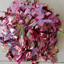 1 peça cheerleader pom pom pom, rosa metálico com fogo, tamanho e cor personalizados, alça de bastão