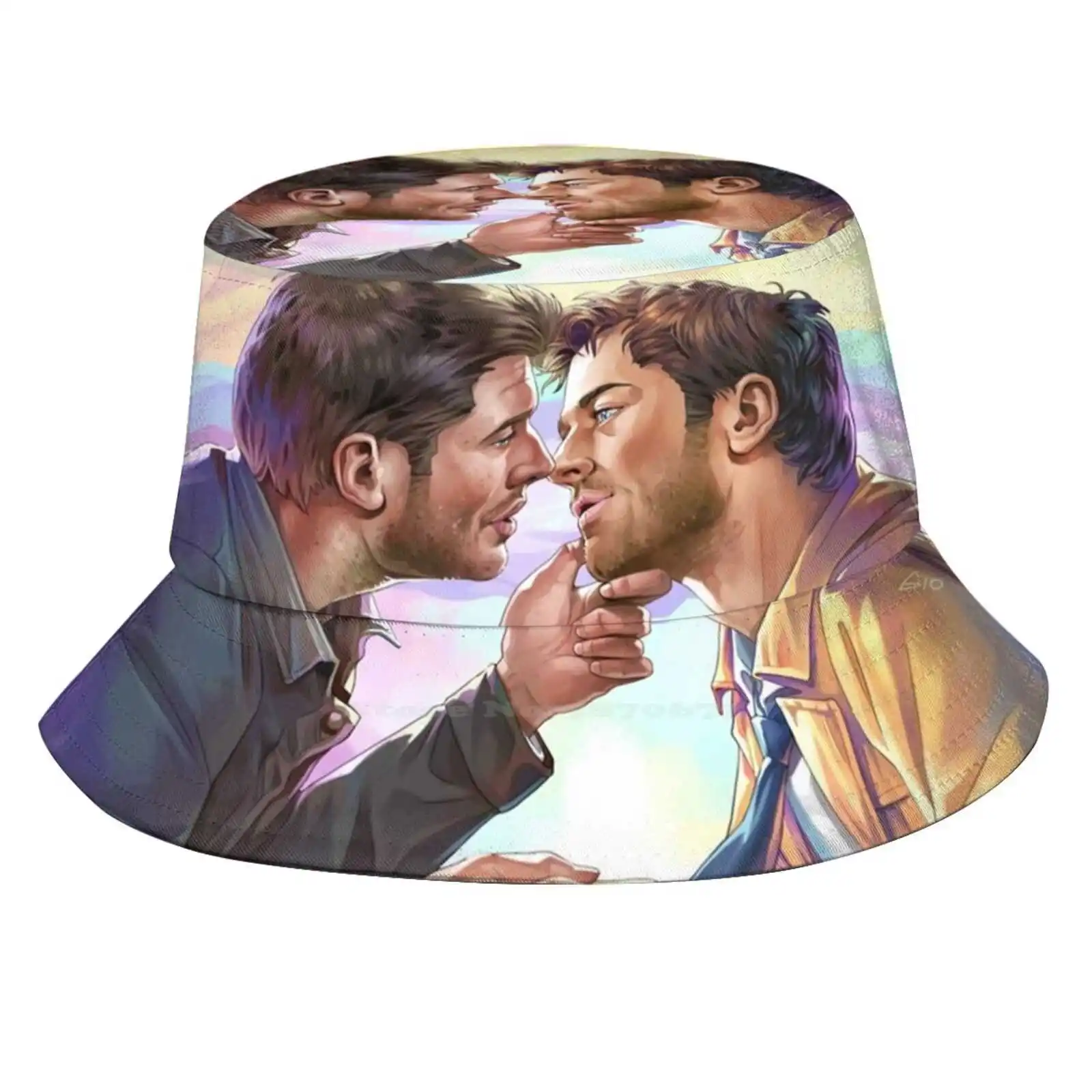 Destiel Pride 2022 Korean Caps Funny Beach Bucket Hats Supernatural Destiel Castiel Dean Winchester Pride Month Jensen Ackles