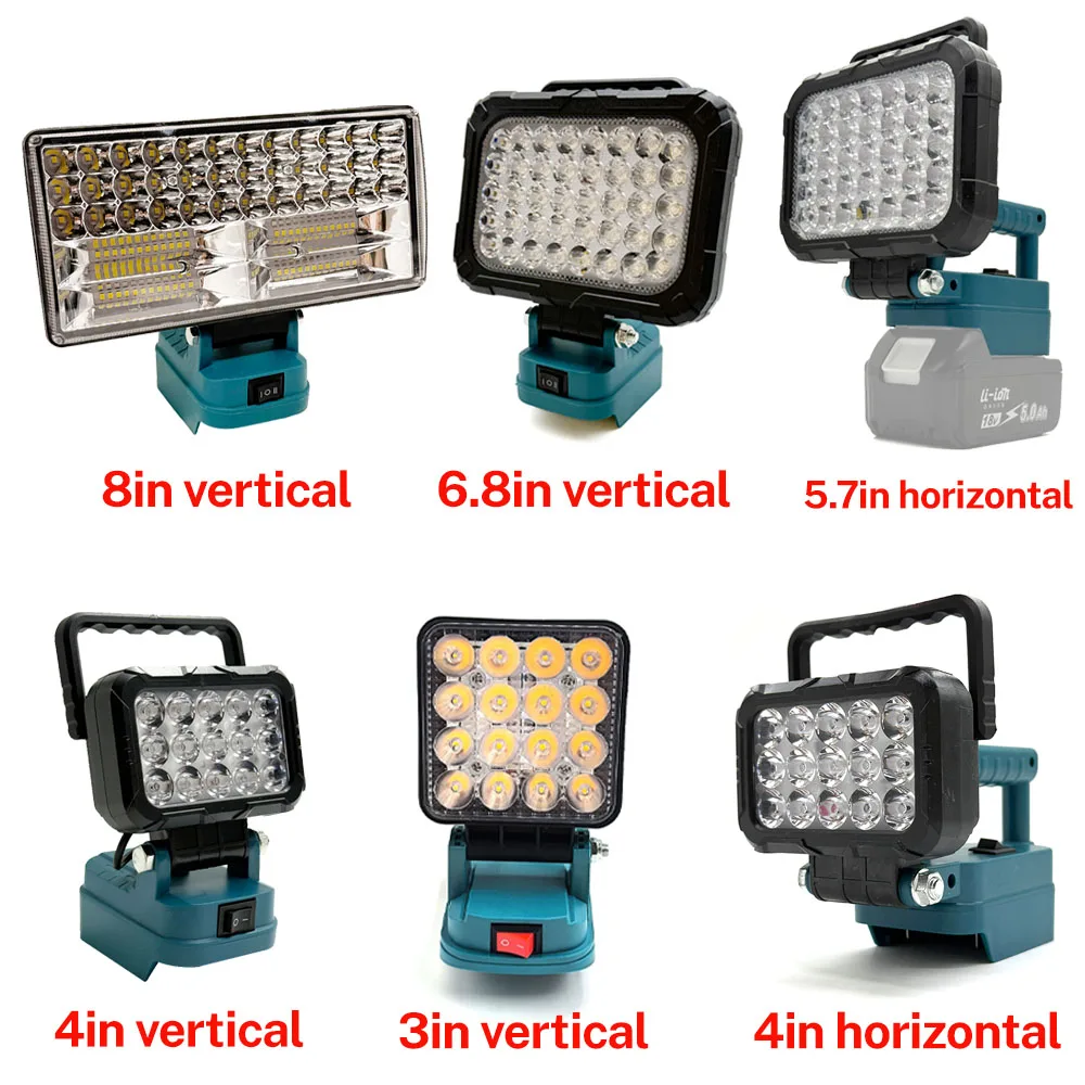 Kabellose LED-Arbeitsleuchte für Makita 18V Li-Ionen-Akku Flutlicht mit 2 USB-Anschlüssen Tragbare LED-Taschenlampe für Bauarbeiten – Detail 1
