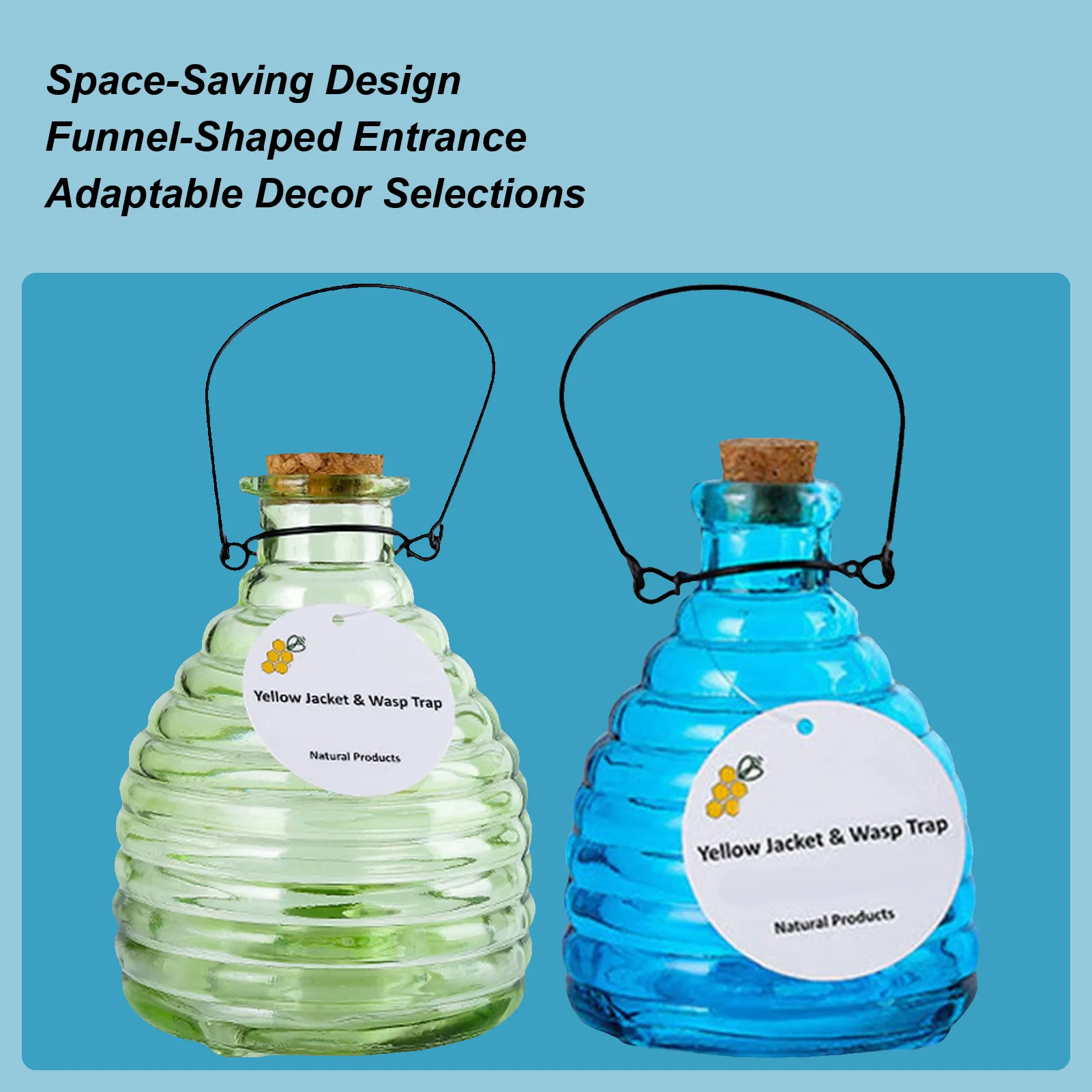 Wasp Trap Glass Jar Glass Wasp Trap Small Hanging Honey Jar  Outdoor Fly Catcher Reusable Catcher for Outdoor Garden Home Farm