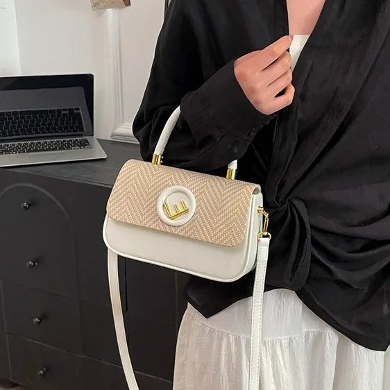 حقيبة منقوشة للنساء 2025 جديدة، ​ ​ جلد PU فاخر ​ ​   محفظة كتف مربعة، حقيبة كروس أنيقة مع حزام قابل للتعديل ​