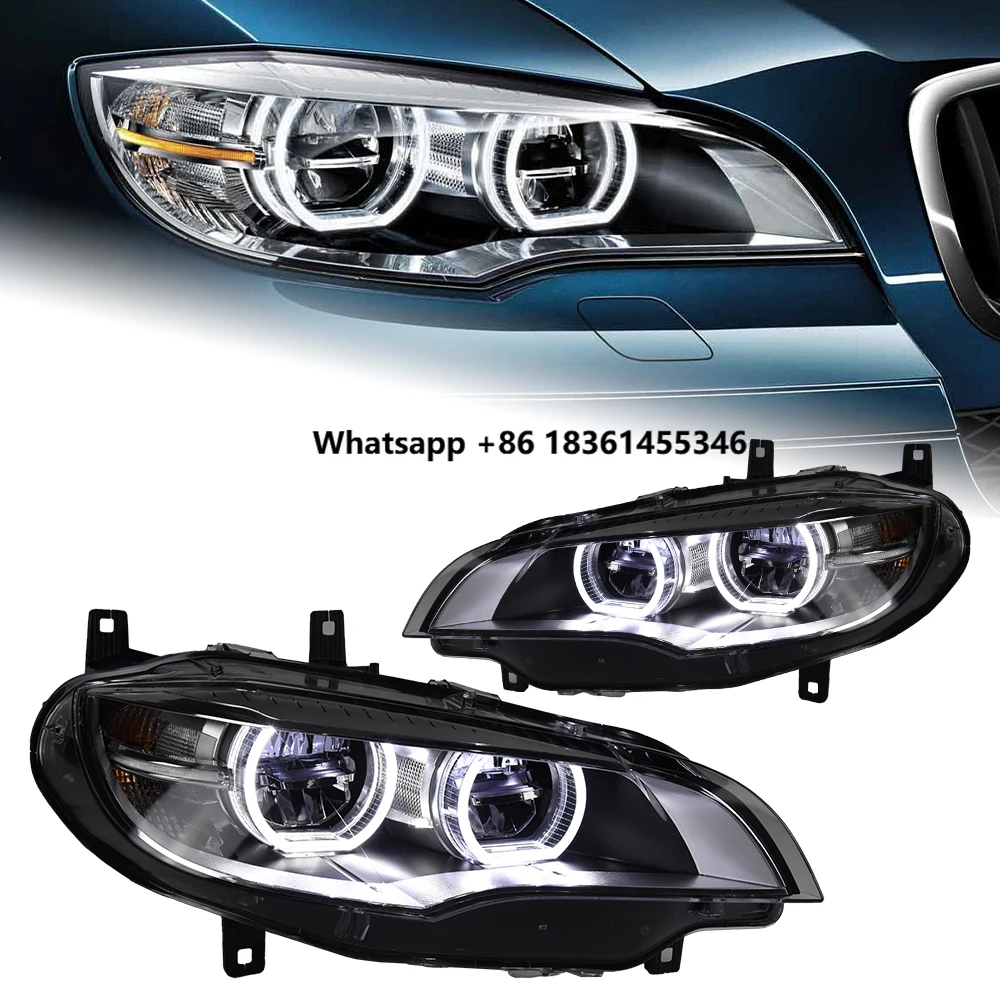 AKD Car Styling Head Lamp for X6 Headlights 2007-2013 E71 LED Headlight Projector AngelEye DRL Signal Automotive Accessories