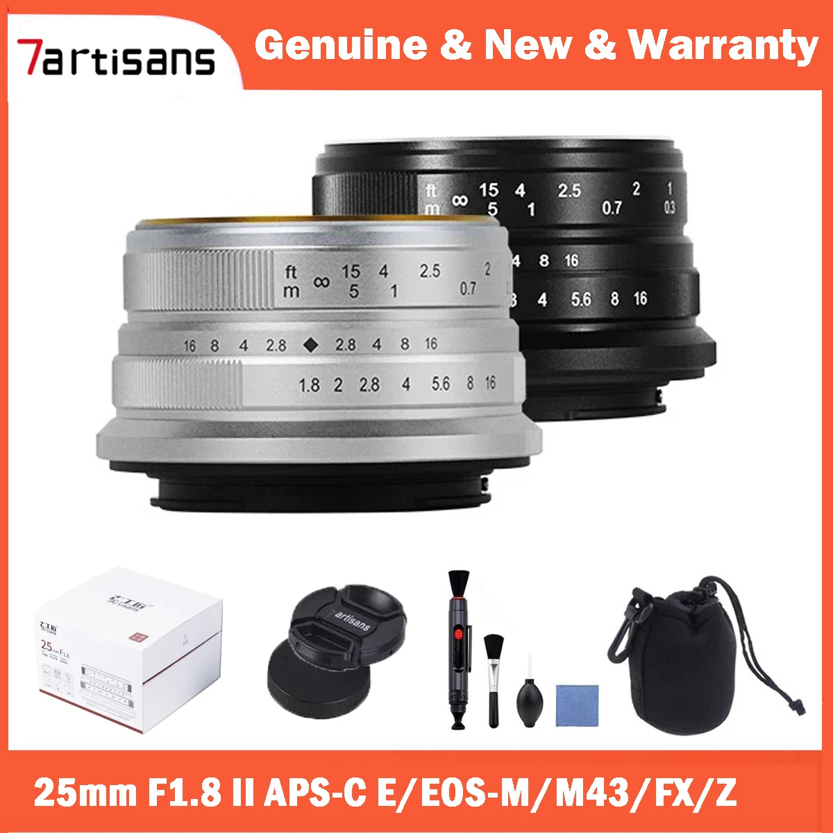 

7artisans 25mm F1.8 II APS-C Lens for Sony E Zev-10 A6500 Fuji X-T4 Canon EOS-M Panasonic Olympus Micro 4/3 Mirrorless Cameras