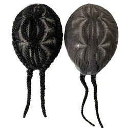 Indian Virgin Human Hair Pieces Double 8 Afro Corn Braids Toupee 8x10 Full Lace Topper for Black Woman