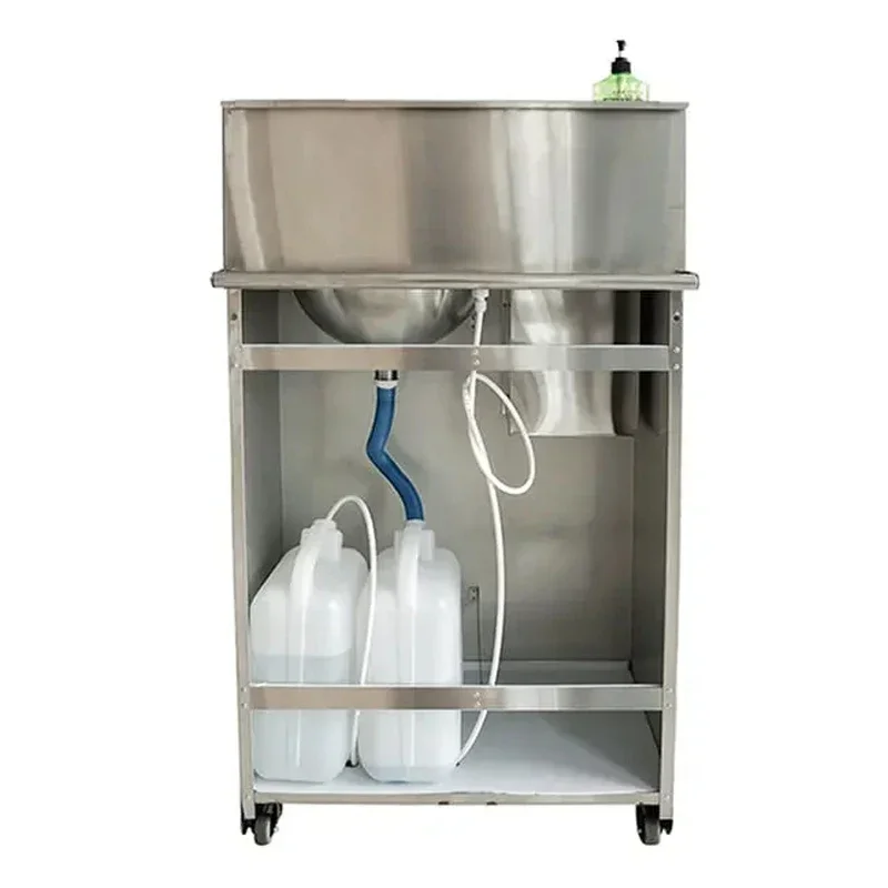 

Outdoor Mobile Standing Stainless Steel Wash Hand Station Portable Wash Basin Sink portable sink with cabinet With Tank