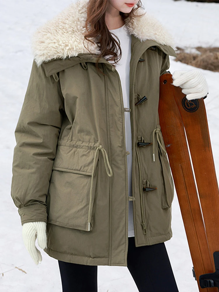 Retro Hong Kong Style Lamb Fur Thickened Cotton Jacket Women's Autumn Winter New Simple Casual Versatile Outerwear