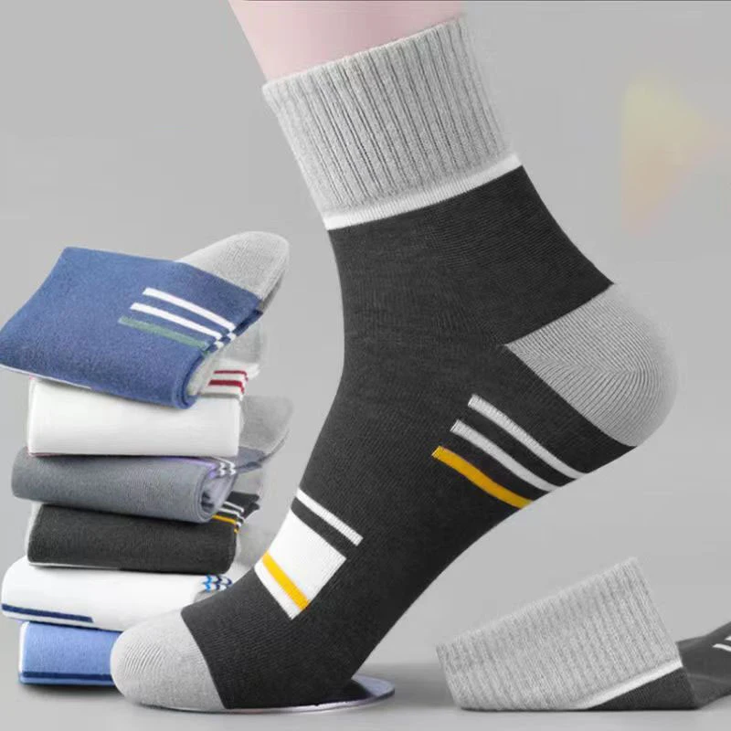 3Pairs Men\'s Cotton Socks Sweat-absorbing Breathable Anti-odor Thick Models Of Long Socks Trendy Sports Cotton Socks Men