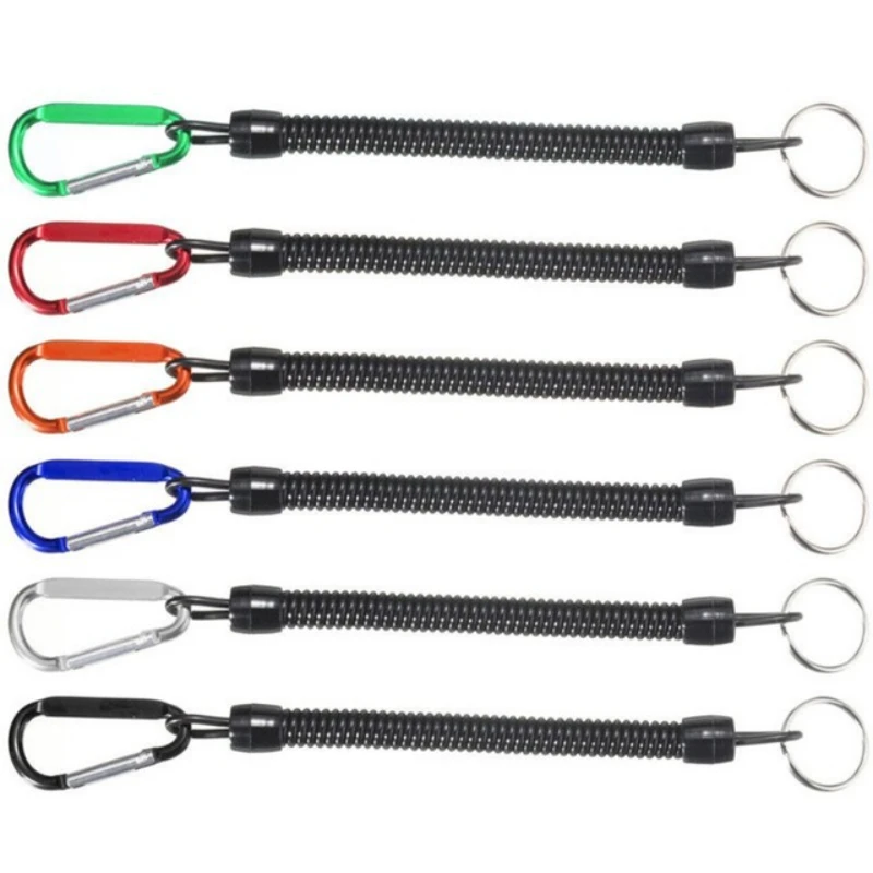 1PC Tactical Retractable Spring Elastic Rope Security Gear Tool Hiking Camping Anti-lost Phone Keychain Fishing Lanyards Outdoor