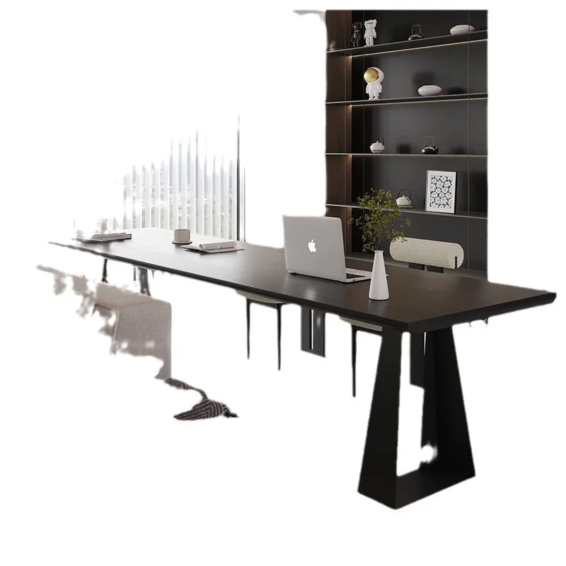 مكتب من الخشب الصلب الأسود لغرفة المعيشة المنزلية أريكة قاعة أفقية إيطالية بسيطة وطاولة طويلة وطاولة دراسة مزدوجة #5