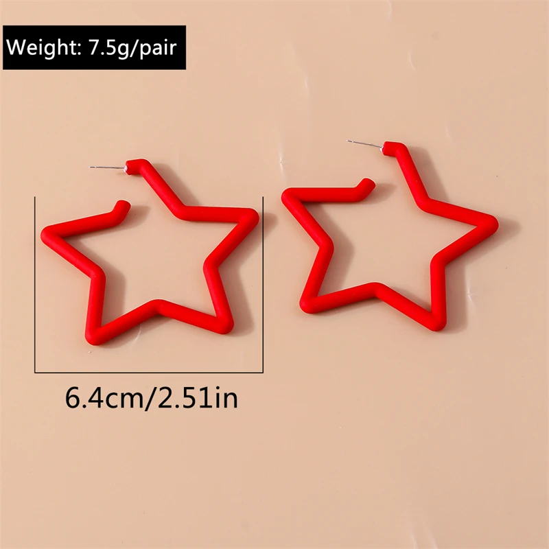 Fashion Candy Colors Acrylic Hollow Star Hoop Earrings for Women Girls Party Holiday Jewelry Gifts