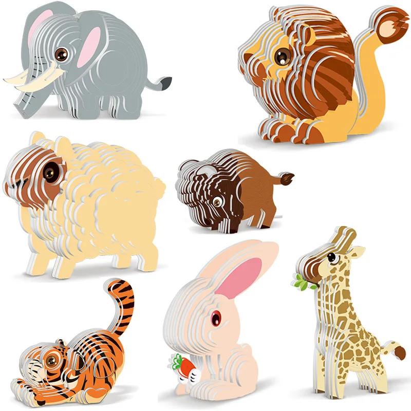 Animal 3D Paper Puzzle For Kids Educational Montessori Toys Funny DIY Manual Assembly Three-dimensional Model Toy For Boy Girl