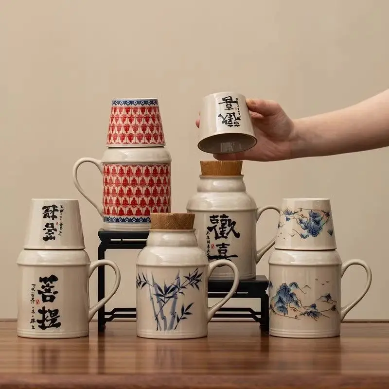 

Vintage Ceramic Teapot Set with Infuser Large Capacity Insulated Tea Warmer for Home Office Slow Brew Tea Cup Gift
