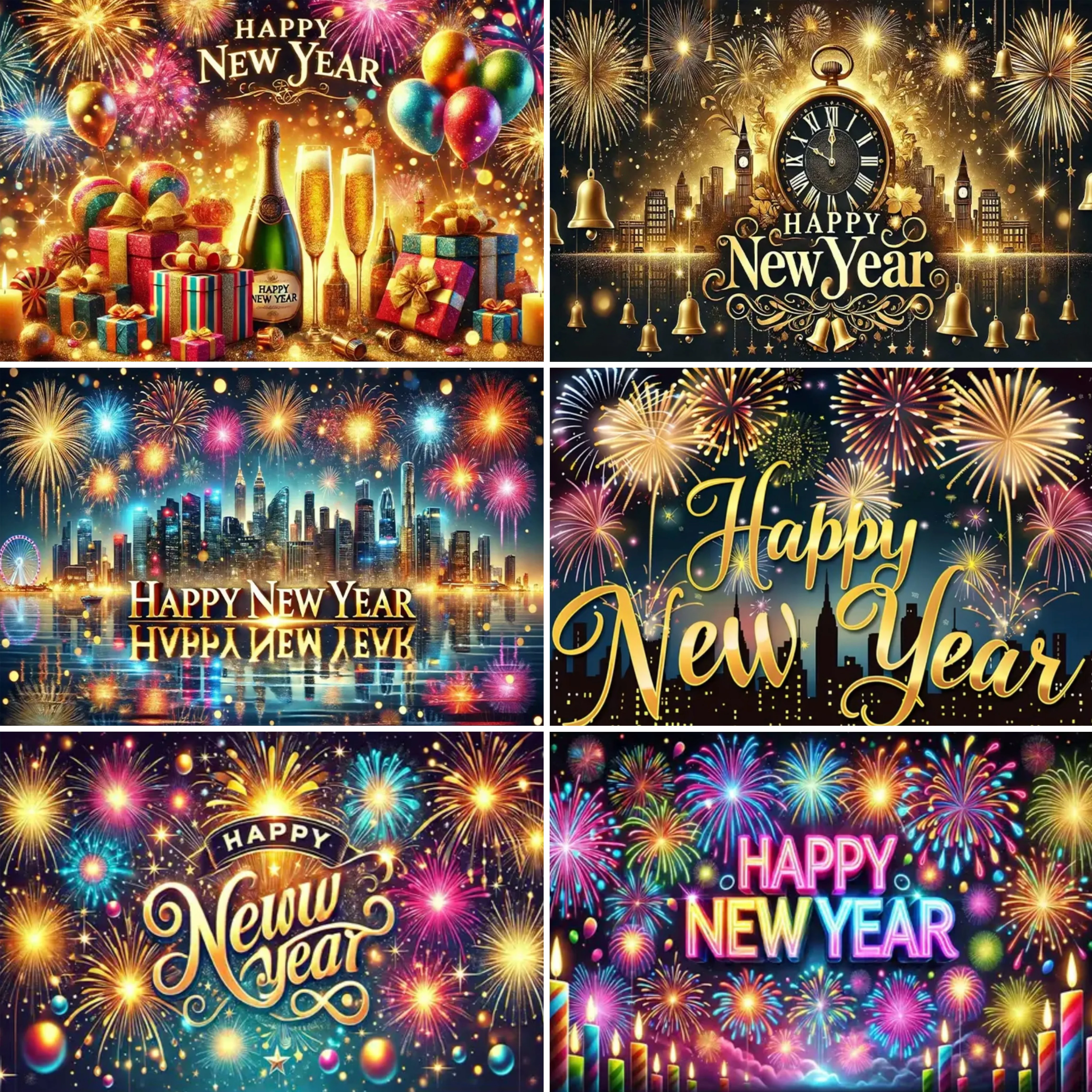 

Happy New Year Party Decor Background New Year Gift Champagne Clock Christmas Banner New Year Party Supplies Photo Backdrop