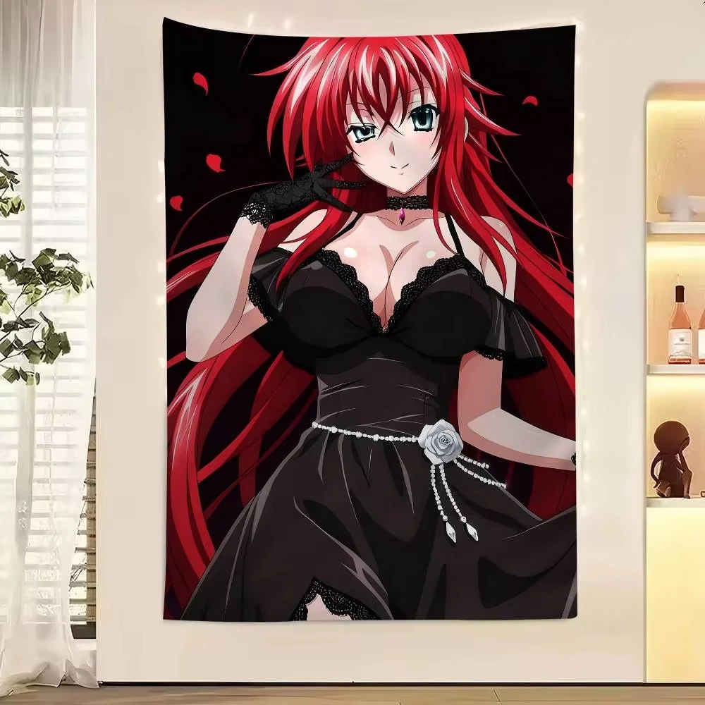 High School DxD Rias Gremory Tapestry Church Window Hair Anime Portrait Wall Hanging Bedroom Otaku Ecchi Anime Aesthetic Decor